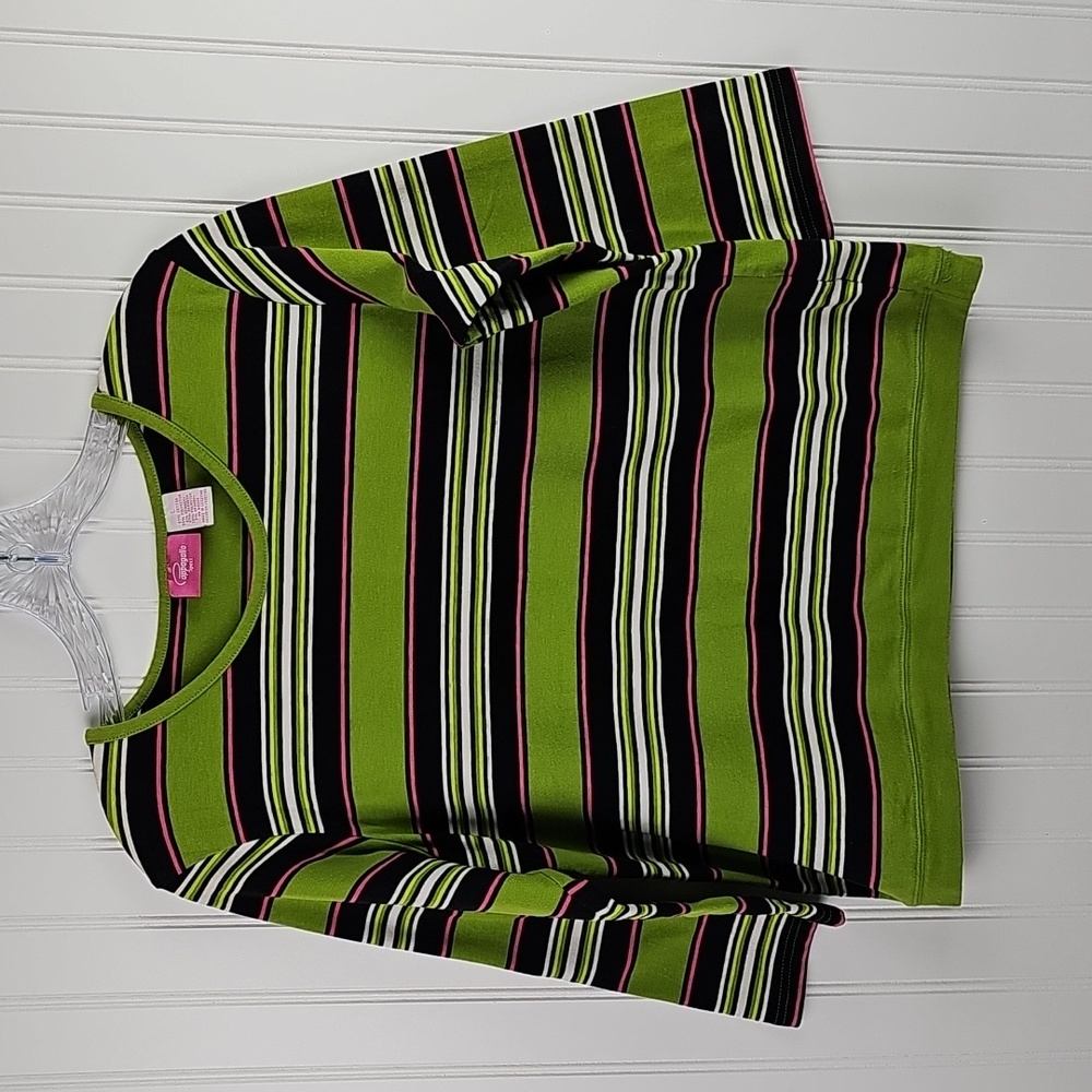 Pappagallo Sport Green Striped Top Size L